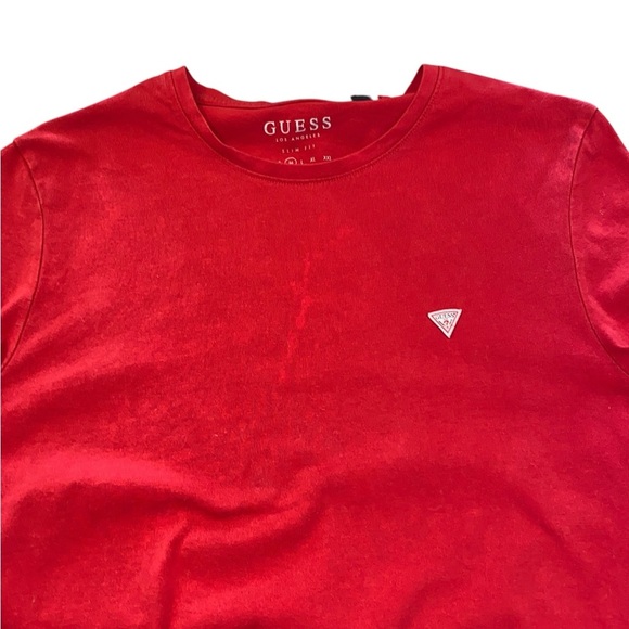 Guess 90s slim fit red tee with triangle patch logo - Picture 8 of 11